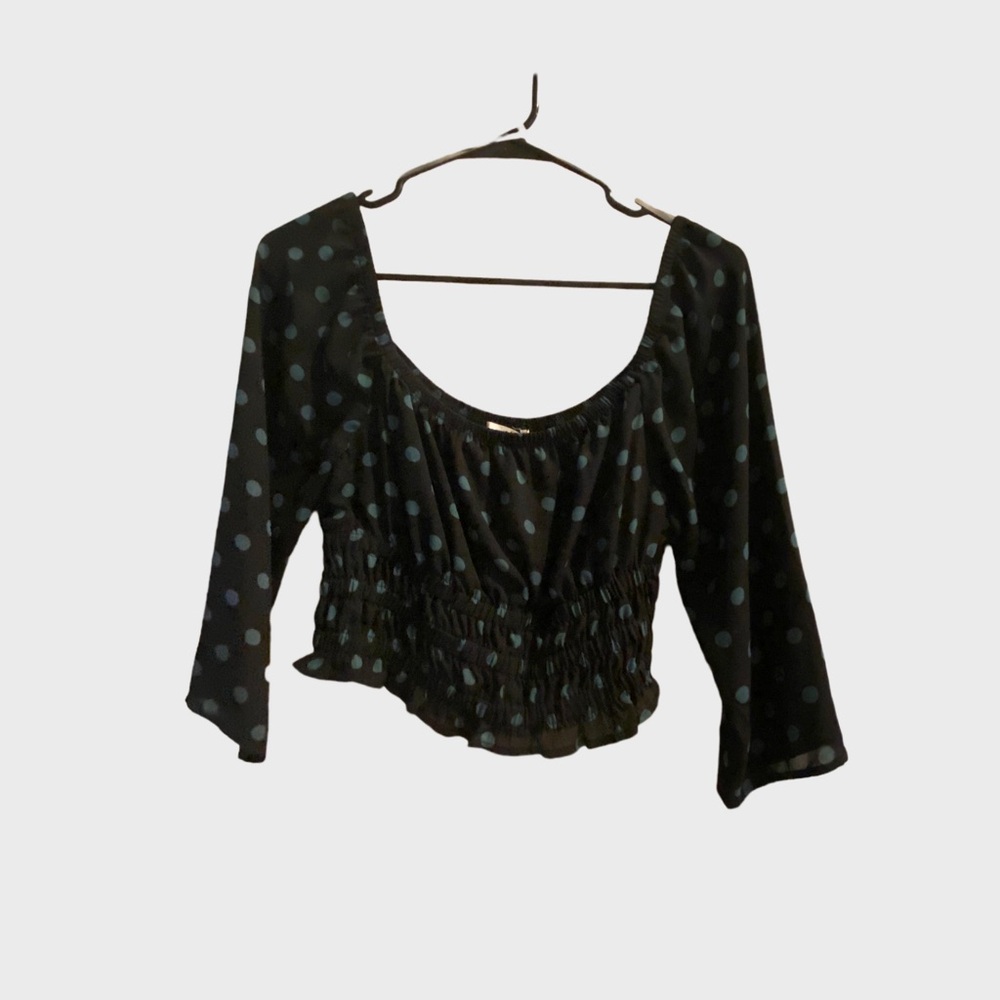 Green Polka Dot Square Neck line Blouse
